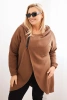 Plus Size women's hoodie with a hood and asymmetrical zipper brown