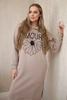 Long insulated dress with embroidery dark beige