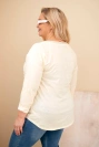 Damenbluse Plus Size mit Aufdruck und Perlen, gelb