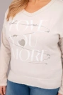 Dámska blúzka Plus Size s nápisom Love You More béžová