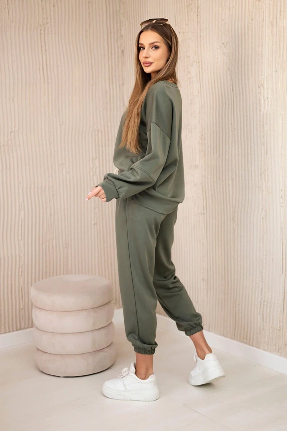 Set sweatshirt + pants buttery fabric khaki