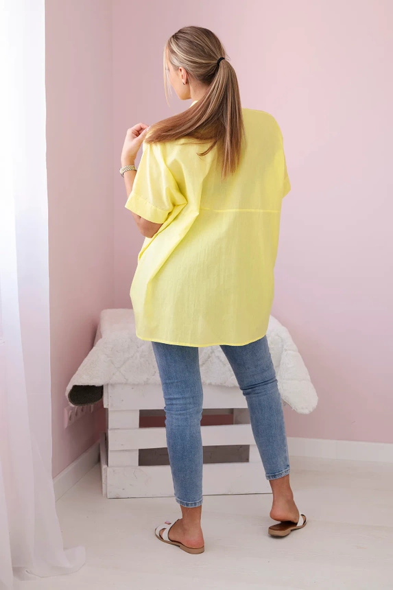 Short-sleeved cotton shirt yellow