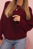 Women's mohair sweater with gathered sleeves and a back cutout burgundy