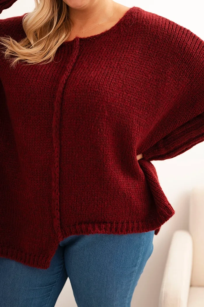 Dámsky sveter Plus Size z akrylom s voľným strihom a rukávom 3/4 fango