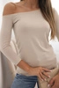 Damenbluse mit einem offenen Schulter aus Viskose mit 3/4-Ärmel beige
