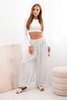 Damenhose aus Viskose mit weitem Bein und Rüschen grau