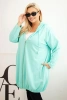 Damenpullover Plus Size aus Baumwolle mit Kapuze und Reißverschluss mintgrün