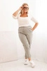 Dámske dekatizované nohavice Plus Size s gumou a vreckami béžové