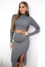 Ribbed Set Blouse + Skirt grey