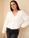 Women's sweater with mohair with decorative buttons ecru