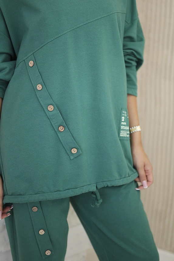 Oversize-Set aus Baumwolle Sweatshirt + Hose grün