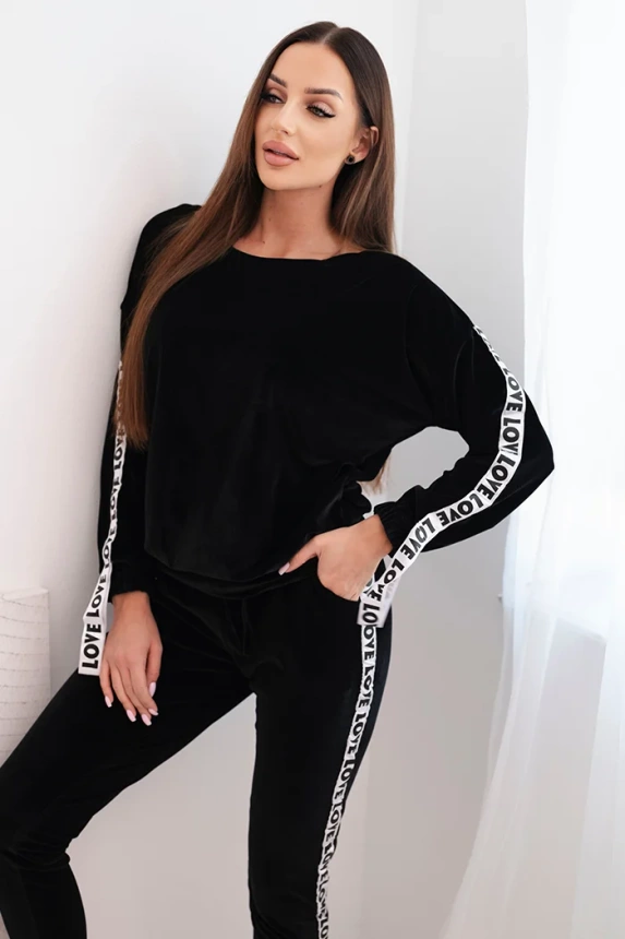Velúrová súprava Love čierna