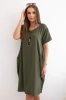 Dress with pockets and pendant khaki