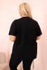 Dámská bavlněná halenka Plus Size s kamínky černá + tmavě modrá
