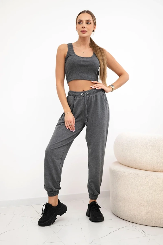 Graphitfarbenes Top+Hose-Set