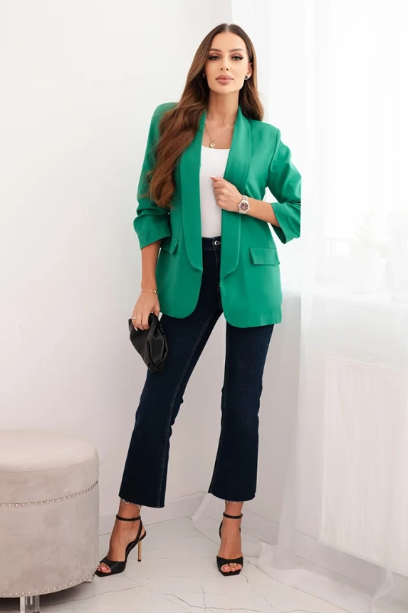 Women's unbuttoned jacket with lining S/M green