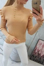 Fitted sweater blouse with buttons beige