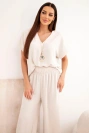 Set with necklace blouse + pants beige