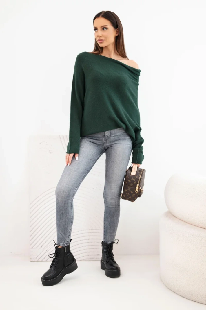 Damenpullover aus Viskose asymmetrisch Batwing blau