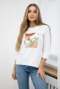 Bluse mit 3D Vogel Grafik weiß