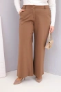 Damen Plus Size Hosen mit weitem Bein und hohem Bund hellcamel