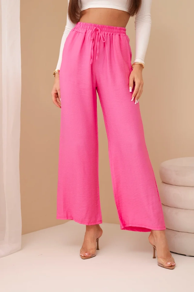 Viscose wide-leg trousers pink
