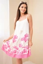 Women's spaghetti-strap dress with print fuchsia