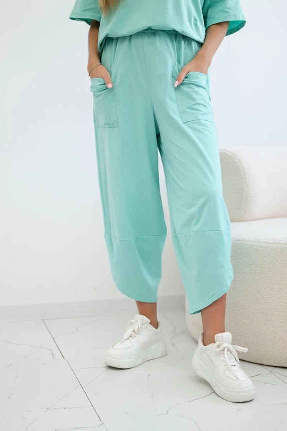 Cotton set blouse + trousers mint