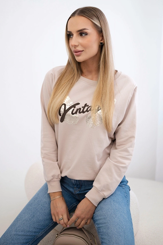 Bedrucktes Sweatshirt beige