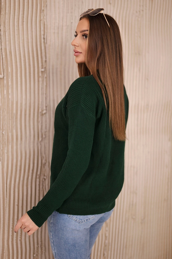 Sweater with V neckline dark green