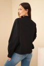 Damen Baumwolljacke zum Schließen mit Bindung unten schwarz