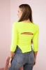 Ribbed blouse with a neckline yellow neon