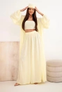 Moteriškas viskozinis keturių dalių boho stiliaus komplektas geltonas