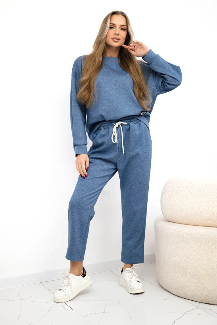 Komplet masełko bluza + spodnie jeansowy melanż