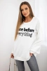 Sweatshirt with embroidered inscription ecru