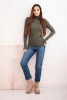 Women's viscose sweater with a turtleneck and long sleeves khaki