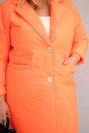 Dámska bunda Plus Size prešívaná s ozdobnými gombíkmi a golierom oranžový neon