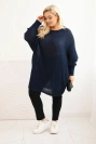Dámský svetr Plus Size s mohair pončo modrý
