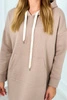 Langes Kleid mit Kapuze dunkelbeige