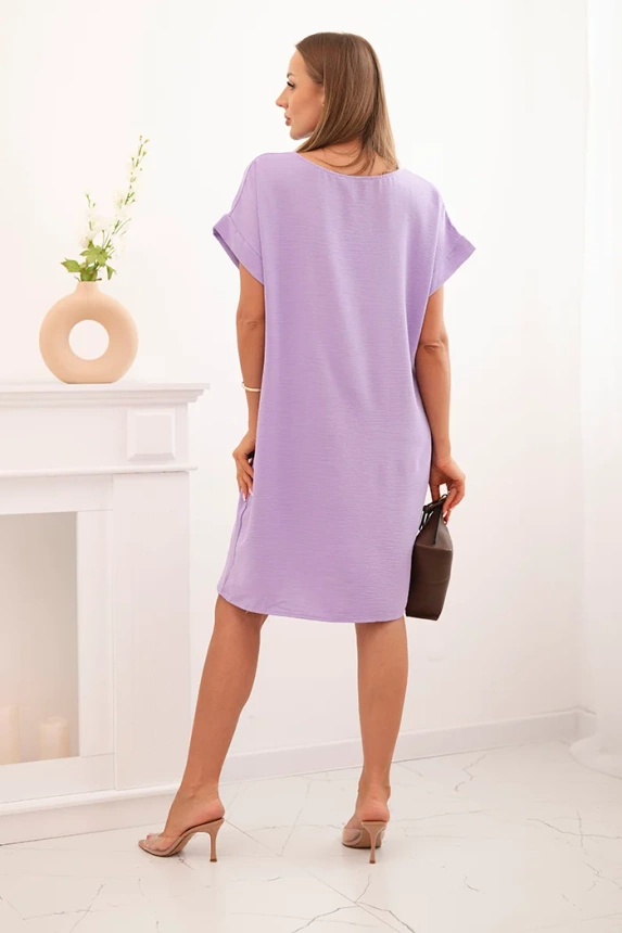 Suknelė su kišenėmis šviesiai violetinė