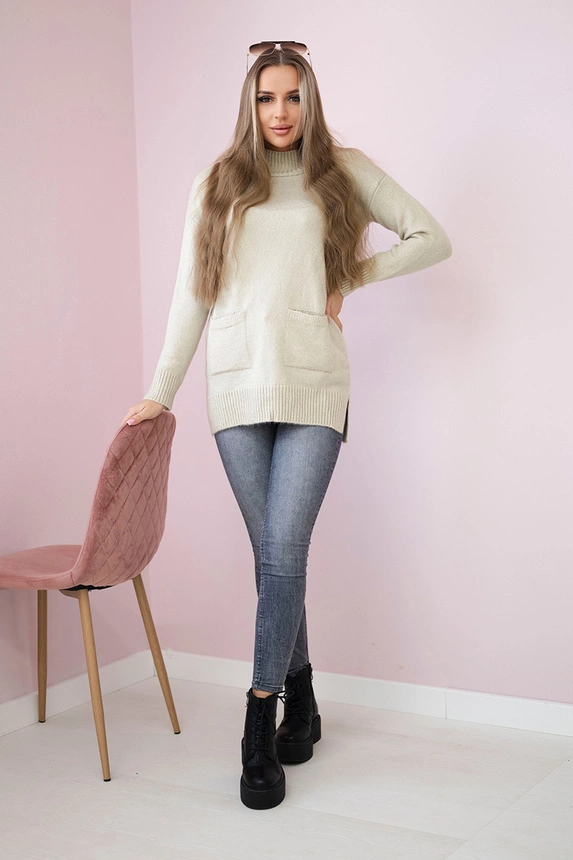 Stehpullover beige