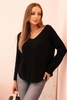 Women's sweater with viscose and V-neck black