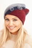 Women's elegant cap with fur decorations and a glittery band gray
