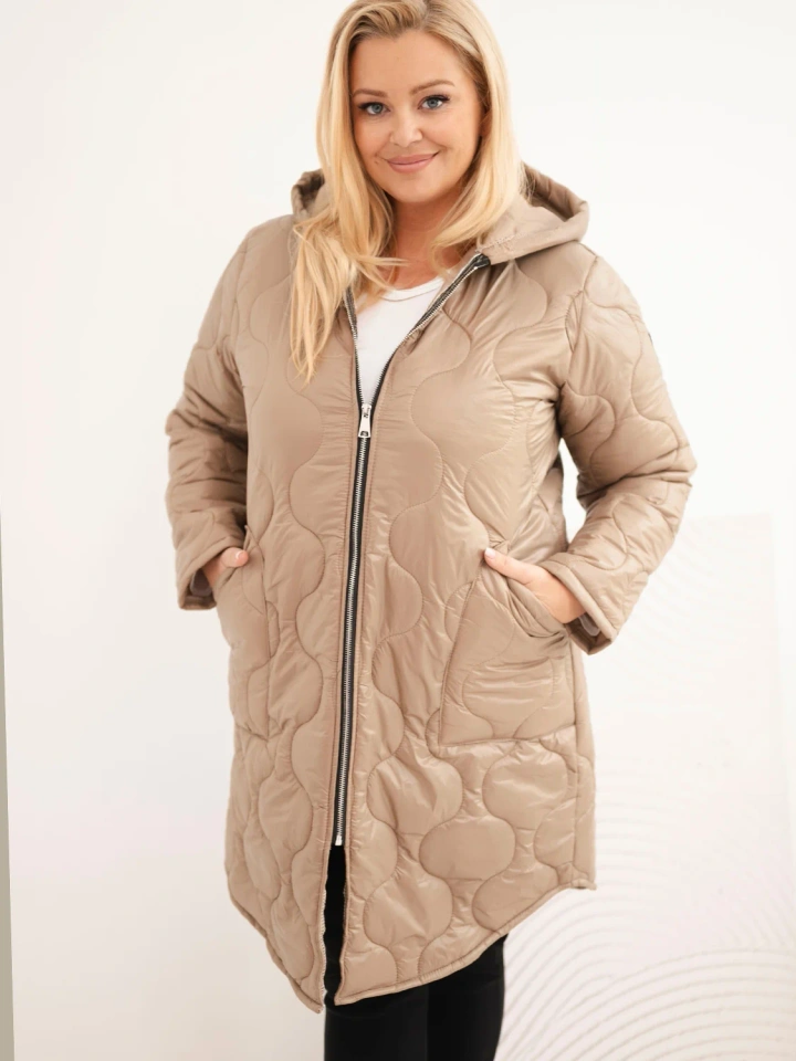 Damen Winterjacke Plus Size gesteppte mit Kapuze Helles Camel