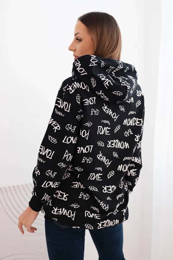 Sweatshirt with inscriptions black