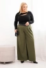 Damen Plus Size Hose mit weitem Bein und Gürtel khaki