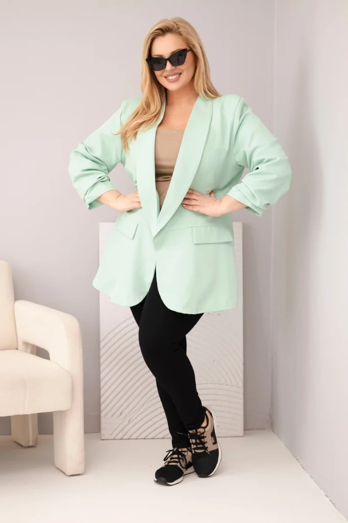 Dámská plus size elegantní sako mátová