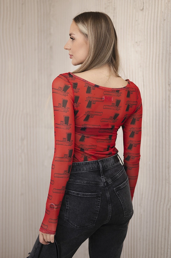 Body blouse with pistols red