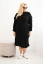 Sukienka swetrowa damska Plus Size z moherem oversize z kieszenią czarna