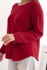 Women's sweater made of viscose with long sleeves and a round neckline burgundy